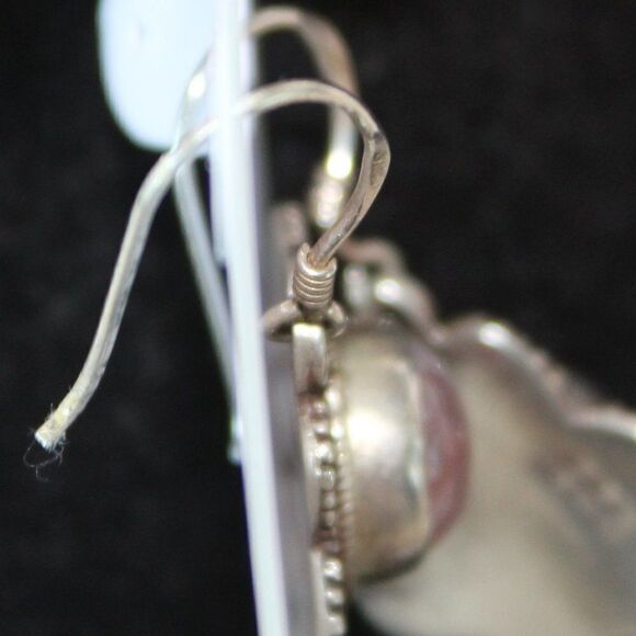 Sterling Bali-Style Pink Moonstone Earrings - Picture 3 of 7